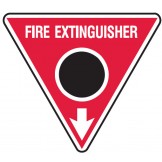 Fire Equipment Triangle Signs - Fire Extinguisher Arrow Down Black