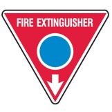 Fire Equipment Triangle Signs - Fire Extinguisher Arrow Down Blue