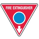 Fire Equipment Triangle Signs - Fire Extinguisher Arrow Down Blue