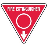 Fire Equipment Triangle Signs - Fire Extinguisher Arrow Down Red