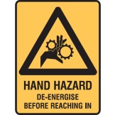 Hand Hazard De-Energise Before Reaching In W/Picto