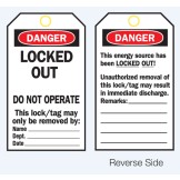 Lockout Tags - Danger Locked Out Do Not Operate - Reverse Side #1