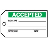 Material Control Tags - Accepted 76 x 146mm Pk25