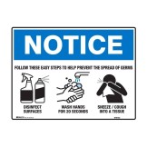 Notice Sign - Follow These Easy Steps To Help Prevent The Spread Of Germs