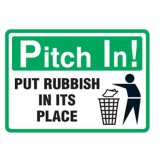 Restroom And Lunchroom Signs - Pitch In! Put Rubbish In Its Place
