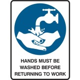 Hands Must Be Washed Before Returning To Work Labels 90x125 SAV Pk5