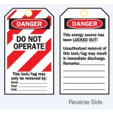 Lockout Tags- Danger Do Not Operate - Reverse Side #1 - Striped