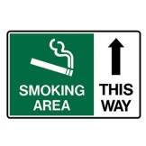 Smoking Area This Way - Up Arrow