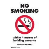 VIC NO SMOKING WITHIN 4 METRES OF BUILDING ENTRANCE 180X250 SS