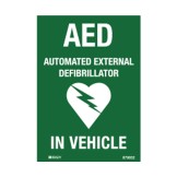 AED Defibrillator Labels - AED in Vehicle, 90 x 125mm, Pack of 5