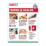First Aider's Choice Burns & Scalds Poster, 450 x 600mm