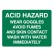 Acid Hazard Wear Goggles Avoid Fumes And Skin Contact
