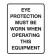 Eye Protection Must Be Worn When Operating This Equipment