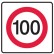 Vehicle & Truck Identification Signs - 100km Speed Limit, Class 2 (Class 100) Reflective Metal, 300 x 300mm