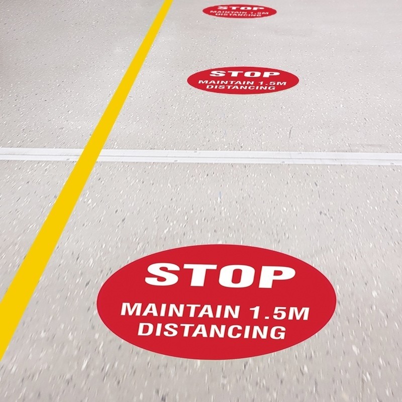 Floor & Carpet Marking Sign Stop Maintain 1.5m Distancing