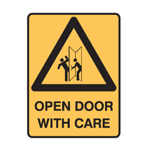 Warning Signs OPEN DOOR WITH CARE 